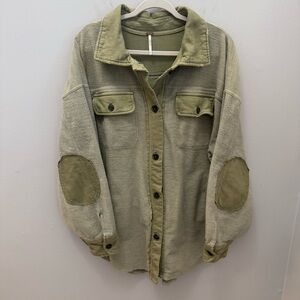 Free people Ruby Jacket in Olive Green Button-Up Heavyweight Shacket